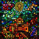 Caesarea Philippi stained glass artwork