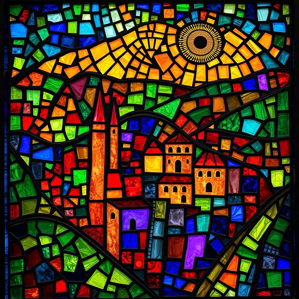 Iconium stained glass artwork