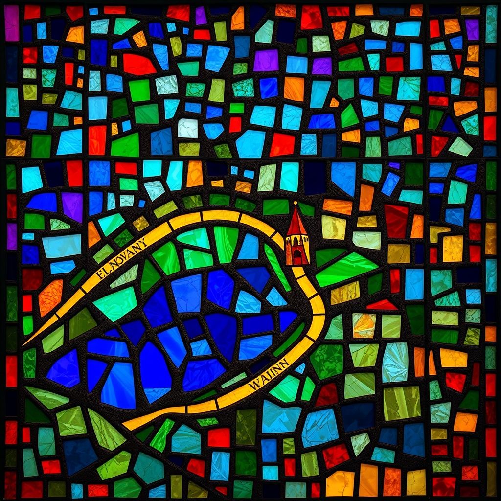 Three Taverns stained glass artwork